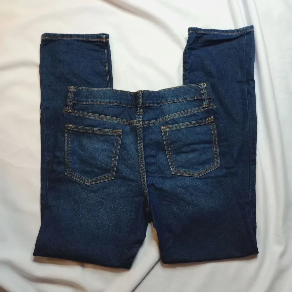 Old Navy Skinny Jeans Straight Leg Adjstbl Waist Blue Denim Pants Youth Girls 14
